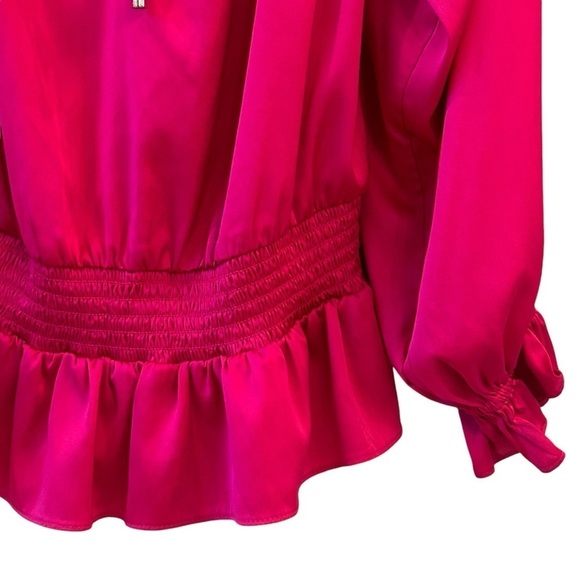 INC Magenta Fuchsia Pink Off-Shoulder Blouse 💕 Medium - Picture 3 of 7